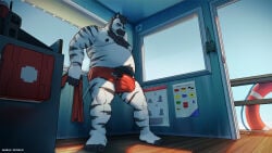 16:9 2023 anthro beard belly black_body black_fur black_hair black_penis body_hair bulge chest_hair clothed clothing detailed_background equid equine facial_hair fur genitals gray_(averagezebraboy) hair hi_res lifeguard male male_anthro mammal musclegut muscular muscular_anthro muscular_male overweight overweight_anthro overweight_male penis sinibun_95 solo standing striped_body striped_fur stripes topless topless_anthro topless_male wardrobe_malfunction white_body white_fur widescreen zebra