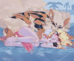 alternate_version_at_source angry animal_genitalia animal_penis arcanine aroused balls bedroom bestiality between_legs big_penis biting_clothing blonde_hair bodily_fluids brown_balls cellphone clothing duo duo_focus electronics fan_character female feral from_behind_position full-length_portrait fur generation_1_pokemon genital_fluids genitals group hair hi_res human human_on_feral humanoid_genitalia humping interspecies knot knotted_penis larger_feral larger_male leg_humping looking_at_object looking_at_phone lying male male/female mammal multicolored_body multicolored_fur multicolored_hair needy nintendo nipples on_side orange_body orange_fur pawpads penis phone pink_nipples pink_pawpads pink_penis pokemon pokemon_(species) pokemon_trainer pokephilia portrait precum red_eyes sex shieshuqqq shirt size_difference smaller_female smaller_human smartphone topwear torn_clothing torn_topwear torso_grab two_tone_body two_tone_fur two_tone_hair white_body white_skin