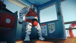 16:9 2023 anthro beard belly black_body black_fur black_hair black_penis body_hair bulge chest_hair clothed clothing detailed_background equid equine facial_hair fur genitals gray_(averagezebraboy) hair hi_res lifeguard male male_anthro mammal musclegut muscular muscular_anthro muscular_male overweight overweight_anthro overweight_male partially_clothed partially_clothed_anthro partially_clothed_male penis sinibun_95 solo standing striped_body striped_fur stripes wardrobe_malfunction white_body white_fur widescreen zebra