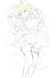 1boy 1femboy androgynous blonde_hair blush blushing_at_viewer bob_cut bulge bunny_ears crossdressing fake_animal_ears femboy femboy_only feminine_faced_male feminine_male lio_fotia looking_at_viewer maid maid_apron maid_outfit maid_uniform male_maid nervous petite petite_body petite_male pov promare short_hair short_male shy sketch slim slim_male slim_waist solo stockings submissive_male thighhighs thin_waist twink