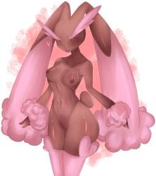 blushing breasts cute generation_4_pokemon hearts_around_head insanity_(artist) lopunny nude_female pokemon pokemon_(species) pussy shiny_lopunny