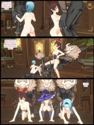 amber_(genshin_impact) eula_(genshin_impact) genshin_impact hilichurls_(species) lisa_(genshin_impact) naked orgy penis pine_nsfw sex vaginal_penetration