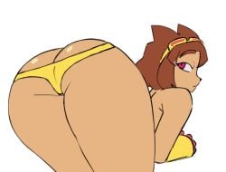 ass ass_focus big_ass brown_hair brown_tail flushed gameoverse gif kit_(gameoverse) kit_bodega looking_at_viewer looking_back sr.aguacate thong