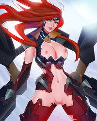 areolae breasts erect_nipples female female_only gun_goddess_miss_fortune league_of_legends long_hair looking_at_viewer mcdobo miss_fortune pussy red_hair solo steel_valkyries_series