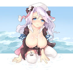 1girls anchor azur_lane braid breasts cathayan cross cum cum_on_body cum_on_breasts cum_on_upper_body eagle_union_(azur_lane) facial female female_only full_body garter_straps hair_ribbon headdress inverted_nipples kneehighs large_breasts lavender_hair light-skinned_female light_skin long_hair looking_at_viewer nun rei_no_himo ribbon solo tears thighhighs vestal_(azur_lane) white_legwear