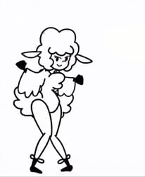 1girls animated beep_beep_i'm_a_sheep edit female_only furry leggy_lamb minus8 monochrome no_sound sheep shorter_than_30_seconds solo video