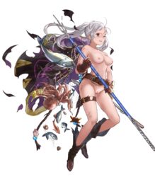 belt boots braid breasts brown_eyes coat crown_braid edit edited_official_artwork female fire_emblem fire_emblem_awakening fire_emblem_heroes fish full_body gloves highres holding holding_weapon long_hair mayo_(becky2006) nipples nude nude_filter octopus one_eye_closed photoshop polearm pussy robin_(female)_(summer)_(fire_emblem) robin_(fire_emblem) robin_(fire_emblem)_(female) solo swimsuit transparent_background trident twintails uncensored weapon white_hair