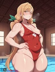 1girls ai_generated angel_yukkis ass big_ass breasts curvy curvy_female curvy_figure day fat_ass inda_karane kimi_no_koto_ga_dai_dai_dai_dai_daisuki_na_100-nin_no_kanojo little_breasts little_tits nipples oppai pool pussy pussy_juice sexy_female sexy_pose sweat swimsuit tits voluptuous_female wet wet_pussy