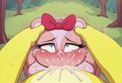 1boy 1girls ai_generated all_the_way_to_the_base anthro anthro_on_anthro anthro_penetrated anthro_penetrating anthro_penetrating_anthro balls balls_deep balls_deep_fellatio big_breasts big_penis bjfan01 blowjob blowjob_face blush breasts canon_couple cheek_bulge chipmunk couple couple_(romantic) cuddles_(htf) cum cum_facial cum_in_mouth cum_inside cum_on_breasts cum_on_face deepthroat excessive_cum face_fucking fellatio female forest forest_sex giggles_(htf) grass hands_on_head happy_tree_friends heart-shaped_pupils irrumatio kneeling kneeling_oral_position kneeling_position lagomorph looking_at_viewer male male/female male_pov mf naked naked_female naked_male novelai nude nude_female nude_male oral oral_penetration oral_sex outdoors outside outside_sex penis pink_body pink_fur pov pov_blowjob pov_eye_contact puffed_cheeks rabbit red_bow romantic_couple self_upload trees yellow_body yellow_fur