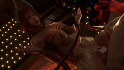3d breasts cum_in_pussy horns pointy_ears red_eyes red_hair sinia tail tape
