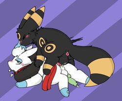 anal anus ass balls bargglesnatch-x1 black_fur blush canine cum eeveelution feral fur knot male mammal nintendo panting penis pokemon pokemon_(species) shadowinfuzion_(shadowdaumbreon) umbreon video_games yaoi zorua