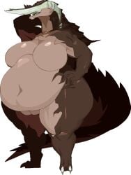 2025 aliasing alpha_channel anthro anthrofied arms_bent belly big_belly binary_drawing biped breasts brown_body capcom cel_shading claws digital_drawing_(artwork) digital_media_(artwork) dorans_flea elder_dragon featureless_breasts female female_anthro fingernails full-length_portrait genitals hand_behind_head hand_on_hip horn jhen_mohran monster_hunter multicolored_tail nails navel nude nude_anthro nude_female obese obese_anthro obese_female obscured_eyes open_mouth overweight overweight_anthro overweight_female portrait shaded sharp_fingernails sharp_nails sharp_teeth simple_background solo standing tail tan_body teeth thick_thighs toe_claws transparent_background vulva white_claws wide_hips
