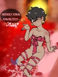 2025 brown_skin christmas femboy femboy_only girly_boy kissing latino_male looking_at_viewer ribbon_bondage self_insert vertig0_art