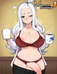 1boy 1futa 2025 ai_generated alcohol artist_name beer beer_mug bra breasts bust chest clothes_pull cock coffee coffee_cup coffee_mug cup dick disposable_cup drink erection exposed_nipples fairy_tail forehead foxenpai futanari hi_res high_quality high_resolution highres holding holding_cup lactation large_penis long_hair mirajane_strauss mole mug navel nipples nipples_outside one_breast_out one_eye_closed open_shirt panties pants_pull pantyhose_pull patreon patreon_username penis plate print_mug red_panties saucer shirt stable_diffusion steam straight tea teacup teapot uncensored underwear watermark white_hair