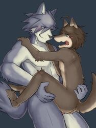 anal ass blush canine gegegenomin husky kouya_(morenatsu) looking_pleasured male mammal morenatsu muscular shun_(morenatsu size_difference tears wolf yaoi