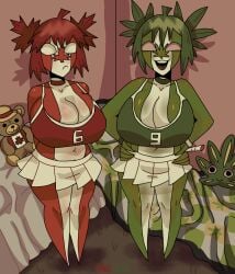 2girls bed bedroom big_breasts blanket bracelet bracelets breasts canada_(countryhumans) choker corner countryhumans countryhumans_girl drugs female female_focus female_only girl girls_only green_choker green_hair green_skin green_tank_top green_tongue green_top hips marijuana mouth mouth_open no_sex no_visible_genitalia no_visible_nipples plush plush_toy plushie plushies question questionable rapetard red_choker red_eyes red_hair red_skin red_tank_top red_top room s0d0my_s1n short_hair short_skirt skirt smile smile_at_viewer smiling smiling_at_viewer smiling_female smoke smoking smoking_marijuana smoking_weed straight_hair tank_top teddy_bear thighs top toy toys twintails waist weed white_eyes white_eyes_female white_skin white_skirt wide_hips wide_thighs