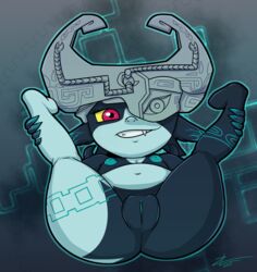 1girls 2017 ass big_ass breasts chubby dated eye_contact female flat_chest flexible grin half-closed_eyes hi_res humanoid imp imp_midna leg_grab looking_at_viewer mammal mask midna nintendo nipples nude pussy shortstack small_breasts smile solo spread_legs text the_legend_of_zelda thick_thighs twili twilight_princess video_games watermark wide_hips zekromlover