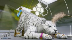 16:9 2025 3d_(artwork) animal blue_clothing blue_eyes blue_gloves blue_handwear boots bottomwear camo camo_bottomwear camo_clothing camo_hat camo_headgear camo_headwear camo_print cat_toy ceiling_lamp clothing covering_nose digital_media_(artwork) doctor duo english_text fart fart_cloud fart_fetish farting_on_another felid feral fog footwear form fur gem gloves green_fart_cloud handwear hat headgear headwear hi_res human jewelry kenresek lamp latex latex_clothing latex_gloves latex_handwear male male/male mammal open_mouth pantherine pattern_bottomwear pattern_clothing pattern_hat pattern_headgear pattern_headwear paws pink_jewelry promotional_material shoes tail teeth teeth_showing text tiger veterinarian watermark white_body widescreen