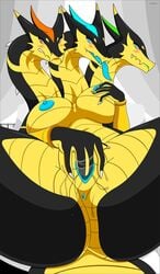 2017 andrea_lexin animated anthro anus blue_anus blue_eyes blue_nipples blue_pussy blue_tongue blush breast_fondling breasts dragon evov1 female female_masturbation female_only fingering fingering_self fondling green_eyes hand_on_breast highres horn hydra large_breasts masturbation multi_head nipples orange_eyes pussy pussy_juice scalie sharp_teeth solo spikes spread_legs tongue tongue_out vaginal_fingering vaginal_masturbation