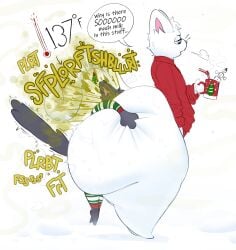 2025 anthro ass between_buttocks big_butt big_dom_small_sub black_body black_fur blue_eyes clothed clothing container cup dialogue domestic_cat dominant duo english_text fart fart_cloud fart_fetish farting_on_another farting_on_face felid feline felis fur hand_on_hip hi_res huge_butt iamapoliceman male male/male mammal motion_lines mug musk musk_cloud no_underwear onomatopoeia pantsless simple_background size_difference sound_effects speech_bubble sweater text topwear white_body white_fur