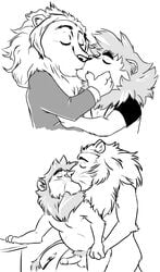 age_difference black_and_white clothing disney erection father father_and_son feline gay incest kissing leodore_lionheart lion male male_only mammal older_male penetration pubes pubic_hair rulion son yaoi younger_male zootopia