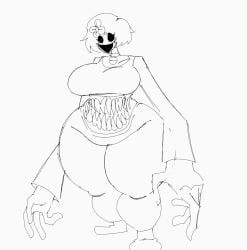 1girls big_breasts big_hands bottom_heavy choker demonic_eyes empty_eyes huge_ass jenny_belle_(slipperyt) jenny_dweller long_arms minecraft monster_girl stomach_mouth teeth wide_hips yaoi_hands