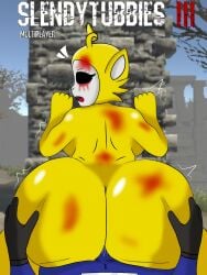 ass blood female_only laa-laa laa-laa(slendytubbies) slendytubbies slendytubbies_3 slendytubbies_oc teletubbies yellow_body yellow_fur