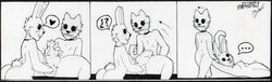 ... anal anal_fisting anal_sex annoyed anus ass balls big_anus black_and_white blush bored breasts erection feline female fisting half-erect heart hi_res humor lagomorph male mammal masturbation monochrome nipples nude parasitedeath penetration penis rabbit smile straight what