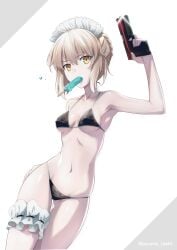 1girls arm_above_head arm_up armpit armpit_crease armpit_peek armpits artoria_pendragon_(alter_swimsuit_rider)_(fate) artoria_pendragon_(fate) bare_armpits bare_arms bare_belly bare_chest bare_hands bare_hips bare_legs bare_midriff bare_navel bare_shoulders bare_skin bare_thighs belly belly_button bikini bikini_bottom bikini_only bikini_top black_bikini black_bikini_bottom black_bikini_only black_bikini_top black_string_bikini black_swimsuit black_swimwear blonde_eyebrows blonde_female blonde_hair blonde_hair blonde_hair_female breasts cleavage collarbone dot_nose elbows exposed exposed_armpits exposed_arms exposed_belly exposed_legs exposed_midriff exposed_shoulders exposed_thighs eyebrows_visible_through_hair fair_skin fate/grand_order fate_(series) female female_focus female_only fingers firearm frown frown_eyebrows frowning frowning_at_viewer groin gun hair_between_eyes hairless_armpits hand_above_head hand_on_leg hand_on_own_leg hand_on_own_thigh hand_on_thigh hand_up head_tilt high_resolution highres ice_cream isshi_pyuma lean_body lean_figure legs light-skined_female light-skinned light-skinned_female light_skin light_skin_female light_skinned light_skinned_female lips looking_at_viewer maid maid_bikini maid_cap maid_headdress maid_outfit medium_breasts narrow_waist navel pale pale-skinned_female pale_skin pale_skinned_female popsicle sexy_armpits shaved_armpits short_hair shoulders sideboob simple_background slender_body slender_waist slim_girl slim_waist smooth_armpits smooth_skin solo standing string_bikini swimsuit swimwear thick_thighs thigh_gap thighs thin_waist tilted_head underboob upper_body v-line weapon white-skinned_female white_background white_skin white_skinned_female wide_hips yellow_eyes yellow_eyes_female