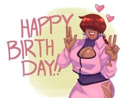 1girls big_ass big_breasts boob_window breasts busty cleavage clothed curvaceous curvy dress earrings female heart heart_symbol huge_breasts jacket king_of_fighters long_hair long_sleeves looking_at_viewer open_mouth ponytail red_hair shermie_(kof) skirt smile smiling_at_viewer tan tan_body tan_skin text thick thick_thighs thighs tied_hair voluptuous voluptuous_female wide_hips