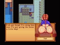 1boy 1girls 2d 2d_animation 8bit accurate_art_style animated ass bubble_butt cellphone cheating cheating_wife cuckold dark-skinned_male dat_ass dialogue dialogue_box gameplay_mechanics jodi_(stardew_valley) light-skinned_female light_skin netorare ntr panties panties_aside penis pixel_animation pixel_art pov pussy red_hair reverse_upright_straddle sex shorter_than_30_seconds sound stardew_valley tagme theevilfallenone thong vaginal_penetration video