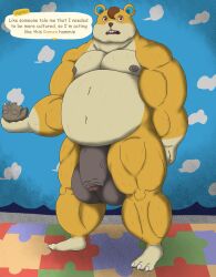 alythewolfcat animal_crossing anthro balls belly big_balls big_belly big_penis bone cricetid english_text genitals hamlet_(animal_crossing) hamster hi_res huge_balls huge_cock male mammal muscular muscular_male nintendo nude penis potbelly rodent skull skull_head solo text thick_penis