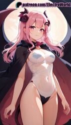 1girls ai_generated cape chiyoda_momo curvaceous curvy curvy_body curvy_female electroworld female female female_focus female_only highres horns inviting_to_sex machikado_mazoku pink_hair seductive seductive_look seductive_pose shiny_skin solo solo_female uncensored voluptuous voluptuous_female