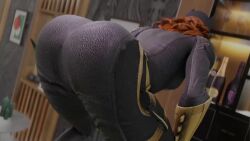 3d against_wall animated ass ass_focus ass_shake batgirl batman_(series) bodysuit female from_behind huge_ass jiggle kishi leaning leaning_forward long_hair shiny shiny_clothes skin_tight solo tagme twerking video video