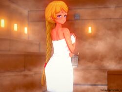 1girls bathhouse big_breasts blonde_hair blue_eyes braid braids breasts everlasting_summer koikatsu light-skinned_female light_skin long_hair oprishnik-s_(artist) sauna slavya-chan slavya-tan slavya_(everlasting_summer) smile smiling solo steam towel towel_only