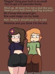 2girls alex_(minecraft) ass bubble_butt comparing comparing_asses comparing_sizes jenny_belle_(slipperyt) looking_back minecraft