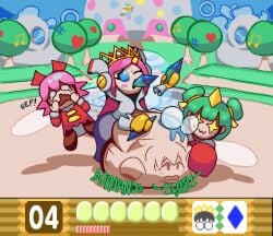 kirby_(series) kirby_64 kirby_planet_robobot queen_ripple ribbon_(kirby) same_size_vore soft_vore susie_(kirby) vore vore_belly