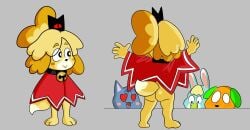 1girls animal_crossing ass bottomless cosplay cult_of_the_lamb female flashing isabelle_(animal_crossing) nude strawberrywith4 tagme