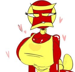 apron big_breasts cube_132_(geometry_dash) geometry_dash huge_breasts red_body tobbuck tobby_(tobbuck)