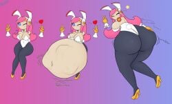 ass_expansion azuris_(artist) bunny_ears bunnysuit digestion kirby_(series) kirby_planet_robobot same_size_vore soft_vore struggling struggling_prey susie_(kirby) unwilling unwilling_prey vore vore_belly