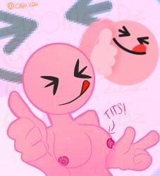 1female 1girls 2d 2d_artwork big_boobs big_breasts boobs boobs_out breasts breasts_out circle_head comic emoji emoticon female female_focus female_only naked naked_female nipples no_bra nude nude_female olliezzzzz pink_body pink_skin thumbs_up tiktok tongue tongue_out yummy_(tiktok)