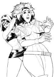 2girls disguise jacket jessica_drew marvel marvel_comics mask mask_pull pulling rogue_(x-men) shawkgirl sketch skinsuit spider-woman superheroine x-men