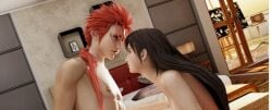 3d bedroom female final_fantasy final_fantasy_vii final_fantasy_vii_remake human human_only itsrenobitch light-skinned_female light-skinned_male light_skin long_hair male male/female red_hair reno shirtless shirtless_male spiky_hair square_enix straight suggestive tifa_lockhart topless yohikoymi