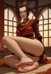 1girls ai_generated angel_light angel_light_(artist) avatar_legends avatar_the_last_airbender azula barefoot black_hair feet female fire_nation foot_fetish soles