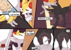 animal_genitalia animal_pussy anus ass braixen canine_pussy comic english_text feral human mammal masturbation nintendo pokémon_(species) pokemon pokemon_(species) pussy stoic5 text vaginal_masturbation vaginal_penetration video_games voyeur