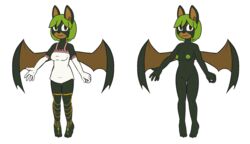 1girls 2016 areola bat breasts clothing dark_skin dress female female_only gloves green_hair green_nipples green_pussy hair hi_res jewelry legwear mammal model_sheet navel nipples original_character pussy roseylexi wings