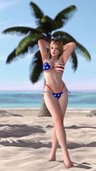 3d american_flag american_flag_bikini bikini blonde_hair blue_eyes busty cybersdoacorner dead_or_alive female female_focus female_only hourglass_figure long_hair makeup tagme tina_armstrong wide_hips