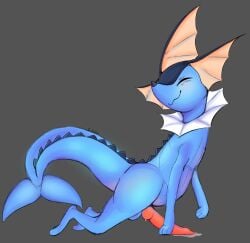 back_spikes balls bodily_fluids closed_eyes cum e-mana eeveelution feral fin generation_1_pokemon genital_fluids genitals hi_res knot male male_only nintendo penis pokemon pokemon_(species) side_view smile solo spikes spikes_(anatomy) vaporeon