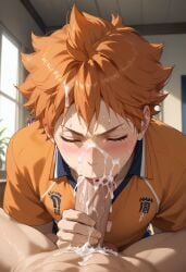 ai_generated blowjob gay haikyuu!! hinata_shouyou penis sucking_penis yaoi