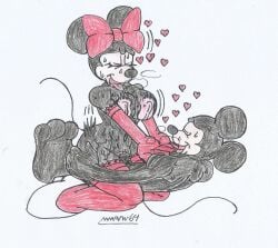 1boy 1girls big_breasts big_hips big_penis black_body black_fur black_nose bouncing_breasts breath_cloud closed_eyes couple cowgirl_position disney furry grabbing_ass heart-shaped_pupils high_heels long_gloves male/female marlon64 mickey_mouse minnie_mouse mouse_humanoid naked naked_female naked_gloves naked_heels naked_male naked_stockings naked_with_shoes_on public_domain pussy_juice ribbon_in_hair sex_on_floor stockings sweating traditional_drawing_(artwork) vaginal_sex white_background